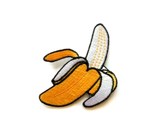Banana Patch / Yellow Banana Tattoo / Iron-on Patches / Peel Banana / Tattoo Appliqué / Embroidery / DIY Denim Jacket