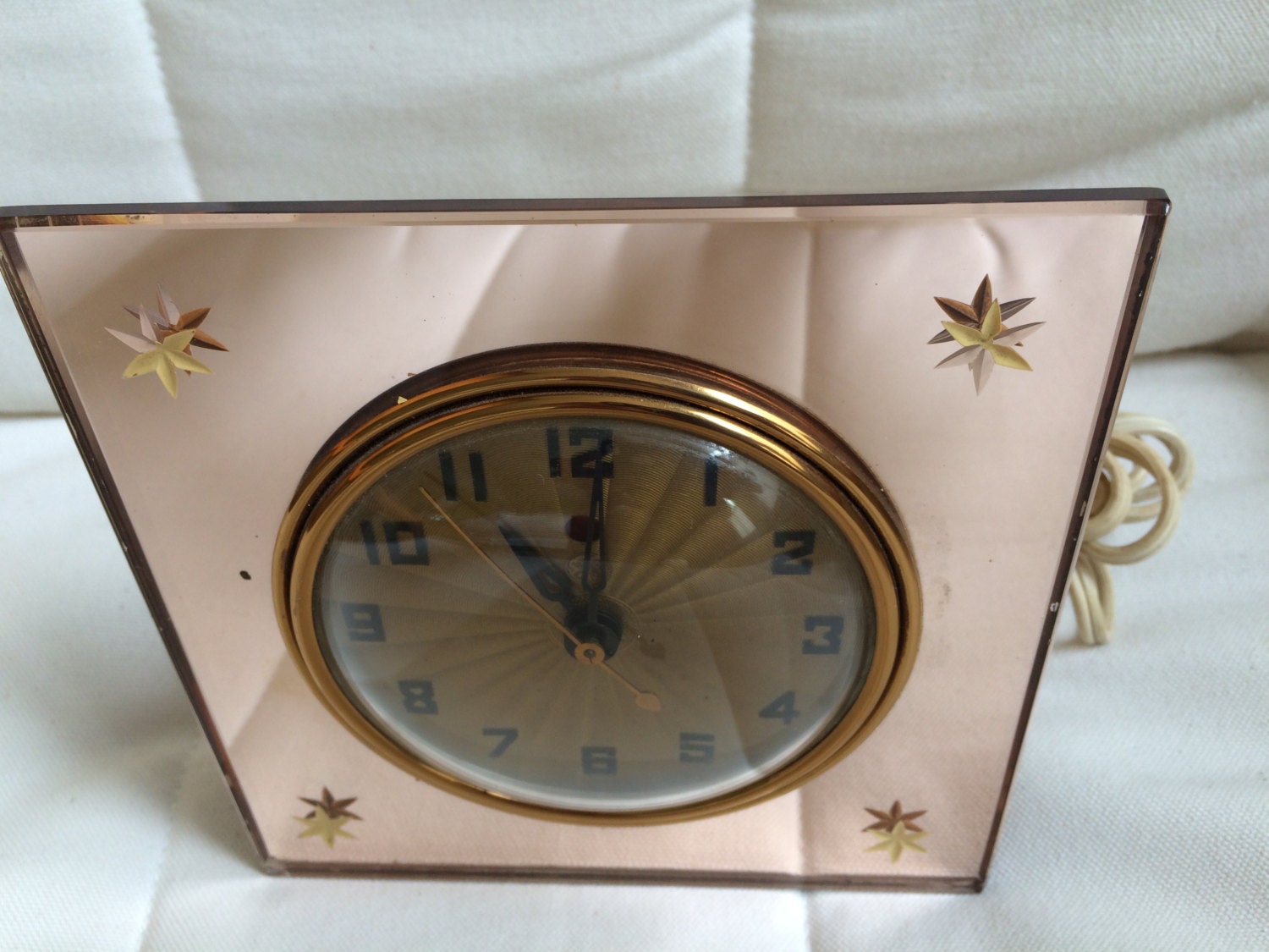 1930s GE Telechron Clock Peach Mirrored Cloisonne 5H64 Haute Juice