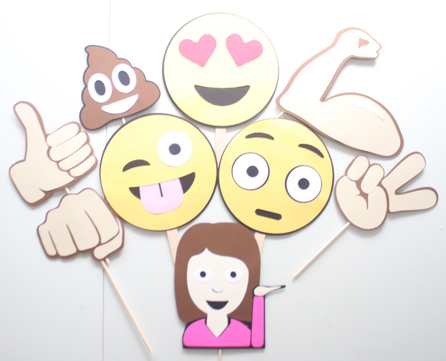 9pc Emoji Inspired Photobooth Props