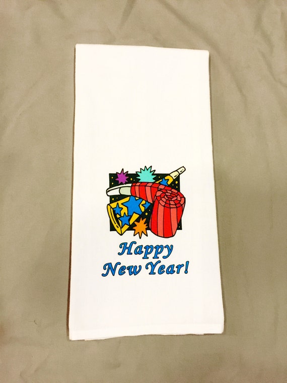 Happy New Year Custom Kitchen Towel Unique by LittleCutiePieDesign