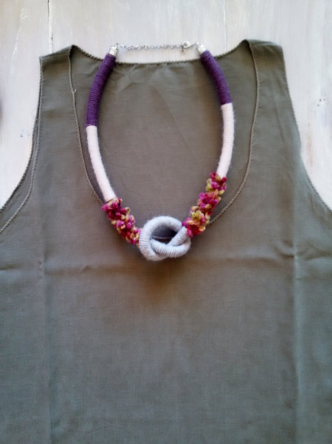 MALIBU. Yarn necklace. Knot necklace. Wrapped yarn necklace.