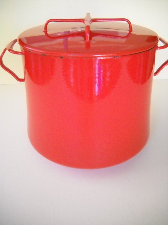 Dansk Tall 8 5/8 Red Enamel Stock Pot Pasta Pot 6 QT