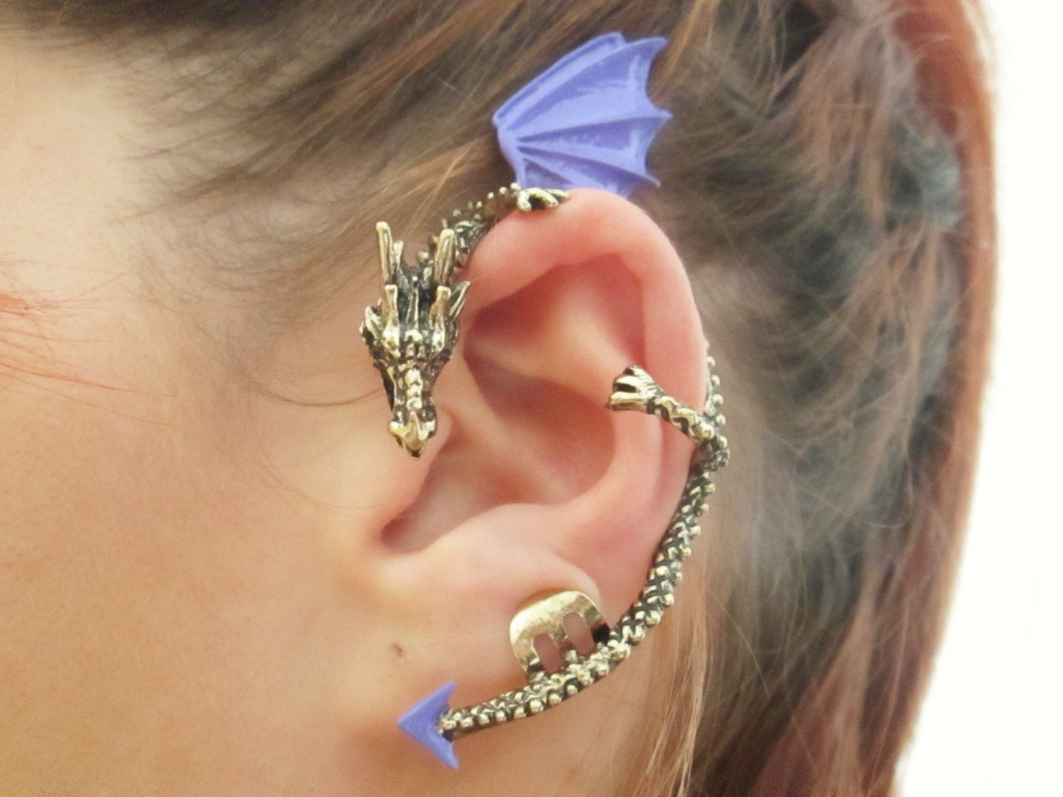 Purple ear cuff dragon earring by StylesBiju on Etsy