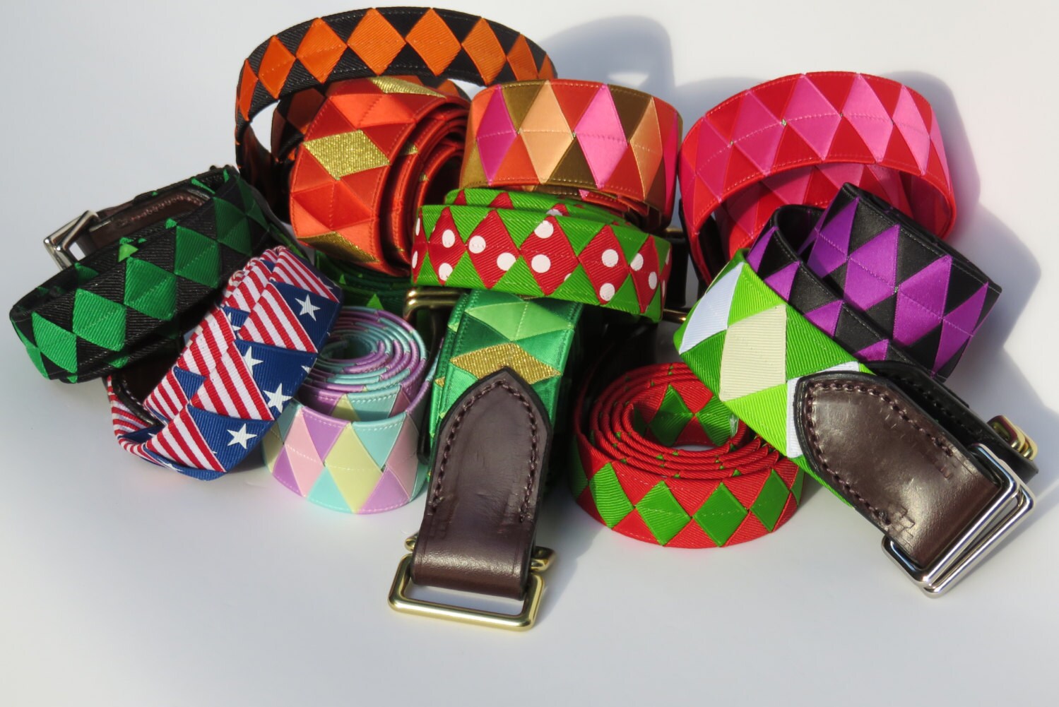 CUSTOM RIBBON BELT Grosgrain Double Square by BoyOBoyBridleworks