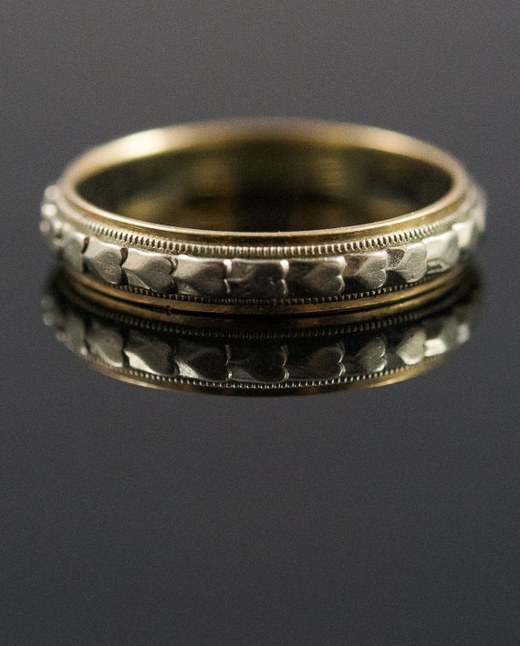 Sweet Antique Gold Wedding Band. Two Toned 14k by AletheiasLair