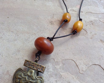 Red - Bead & Coin Work Handmade Baiga Tribal Necklace