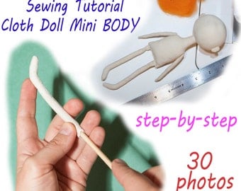 PDF cloth doll mini body Pattern & Tutorial, dolls body sewing pattern, pdf dolls mini body pattern, cloth doll pattern, rag doll pattern