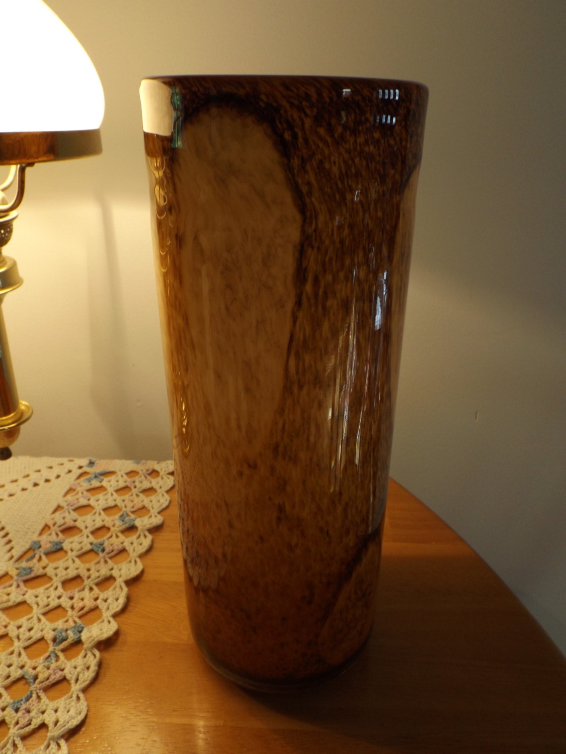 Vintage Hand blown Unique Tortoise Shell Glass Vase vase