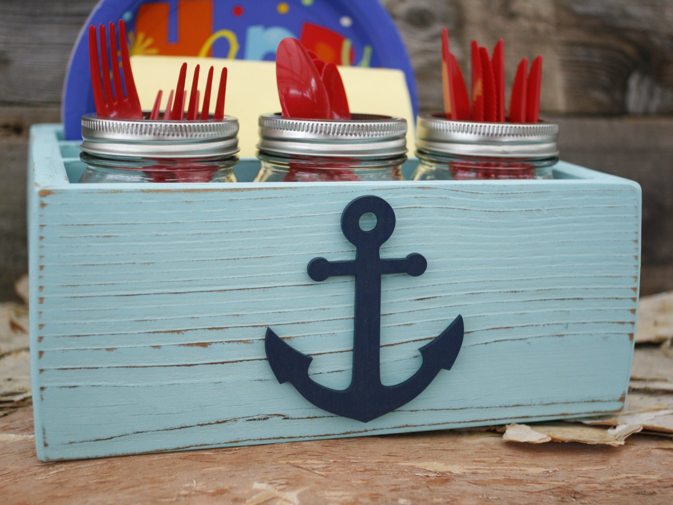 Picnic Paper Plate Napkin Holder Box Caddy Anchor by SignShack