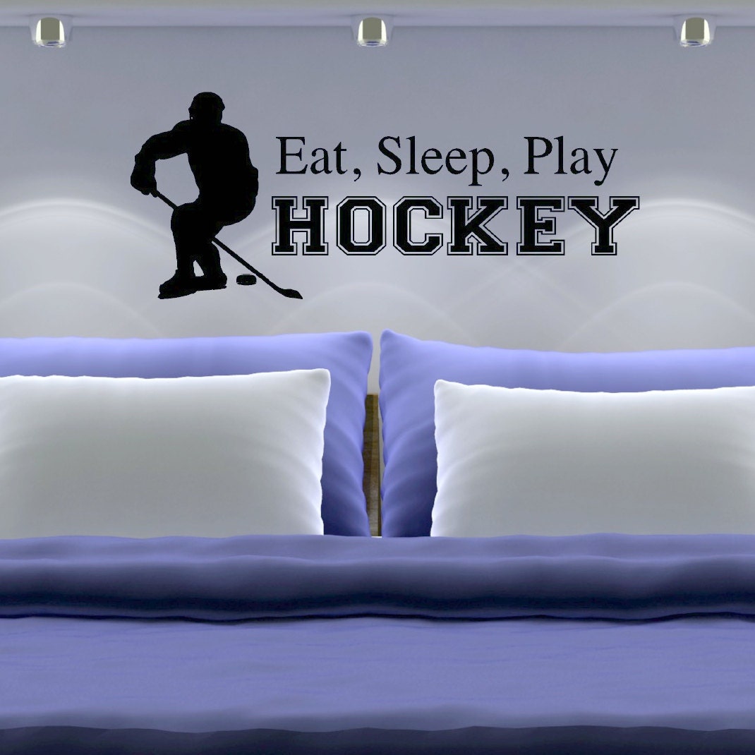 Eat Sleep Play Hockey Wall Decal Hockey Wall Decor Teen Boy