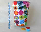 Paw print coffee sleeve, Dog drink cozy, Cats, Pets straw cup coozie, hot or cold beverage holder