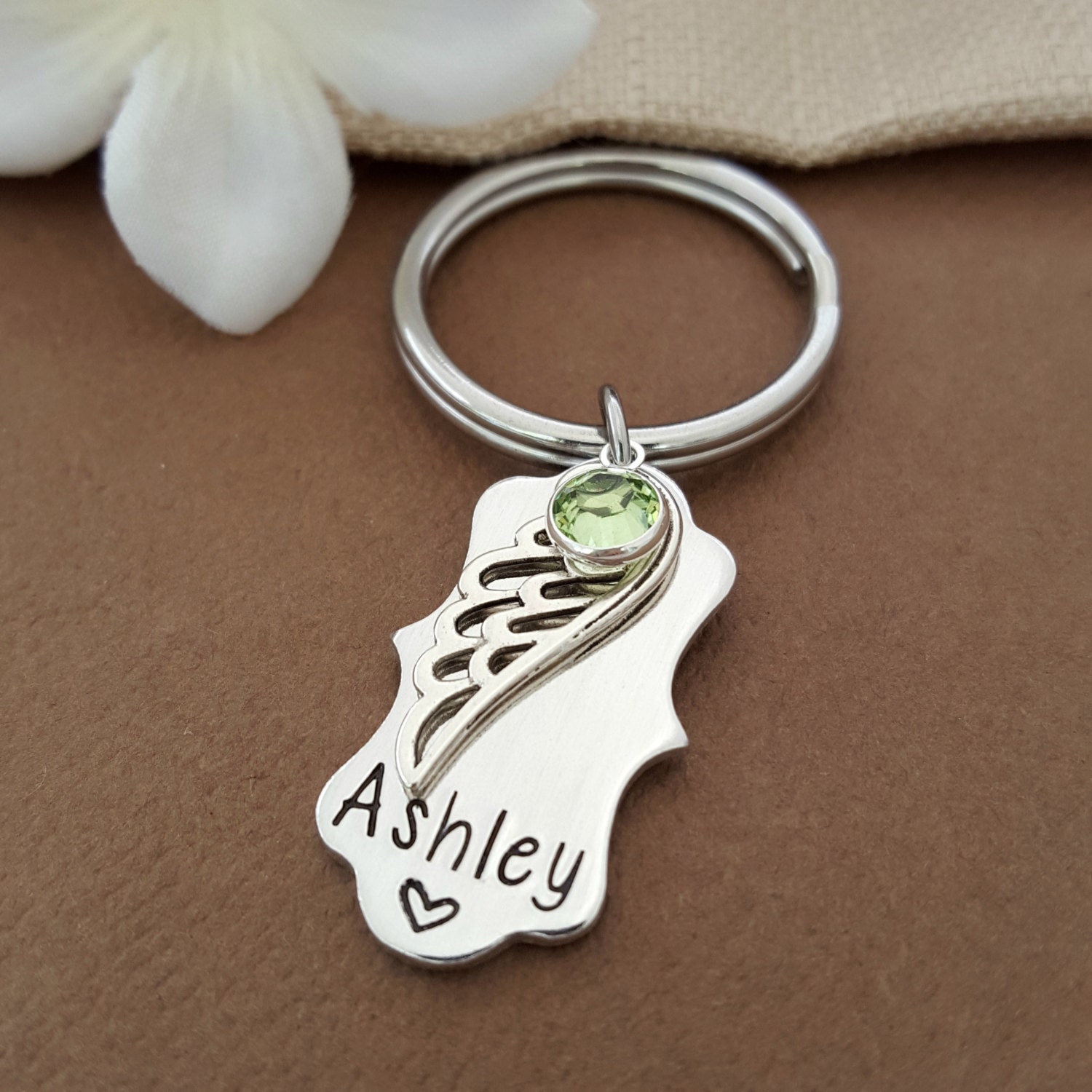 Memorial Key Chain With Angel Wing Charm Remembrance
