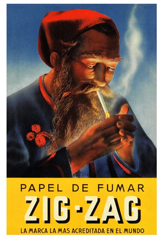 Vintage Zig Zag Poster Papel De Fumar Smoking Rolling