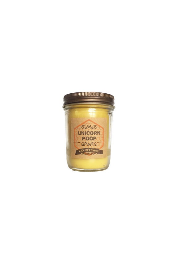 Unicorn Poop Scented Beeswax Mason Jar Candle 8 oz by ZaxBeesWax