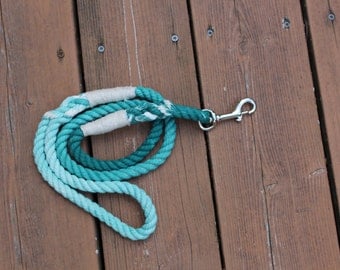 Custom Dog Leash, Puppy Leash, Rope Leash, Dog Rope Leash, Teal Rope Leash, Dog Leash, Teal Ombre Rope Leash, Ombre Rope Leash