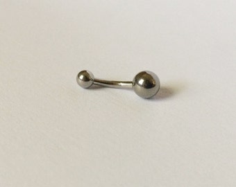 Silver Curved Barbell(8mm 5/16", 10mm 3/8" Bar) Navel Piercing 14Gauge(BPC-23),Belly Ring,Body Jewelry,316L Surgical Steel,Silver Piercing