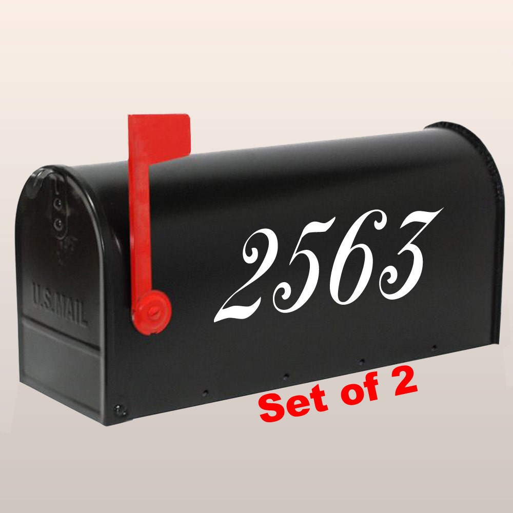 Set of 2 Custom Mailbox Number Decals House Numbers Decal