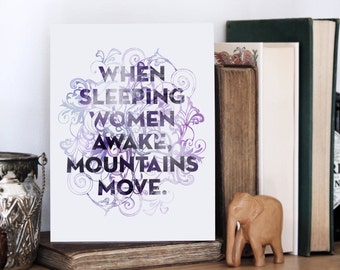 When Women Awake Print, African Proverb, Typography Print, Empowering Quote, Chatty Nora, Purple Art, Chinese Proverb, Empowering Women