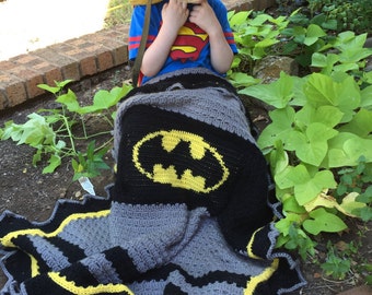 Handmade Crochet Batman baby Boy stroller Blanket PATTERN in