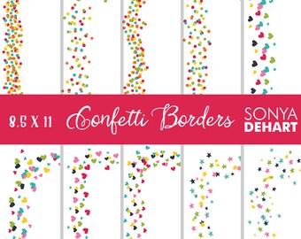 Confetti Digital, Digital Borders, Confetti Clipart, Border Clipart, Border Clip Art, Digital Confetti, Clip Art Confetti CA233