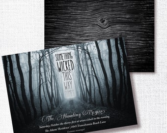 Halloween Party Invitation, Printable, Adult Halloween Party Invite, Costume, Cocktail, Something Wicked This Way Comes, Modern Invite