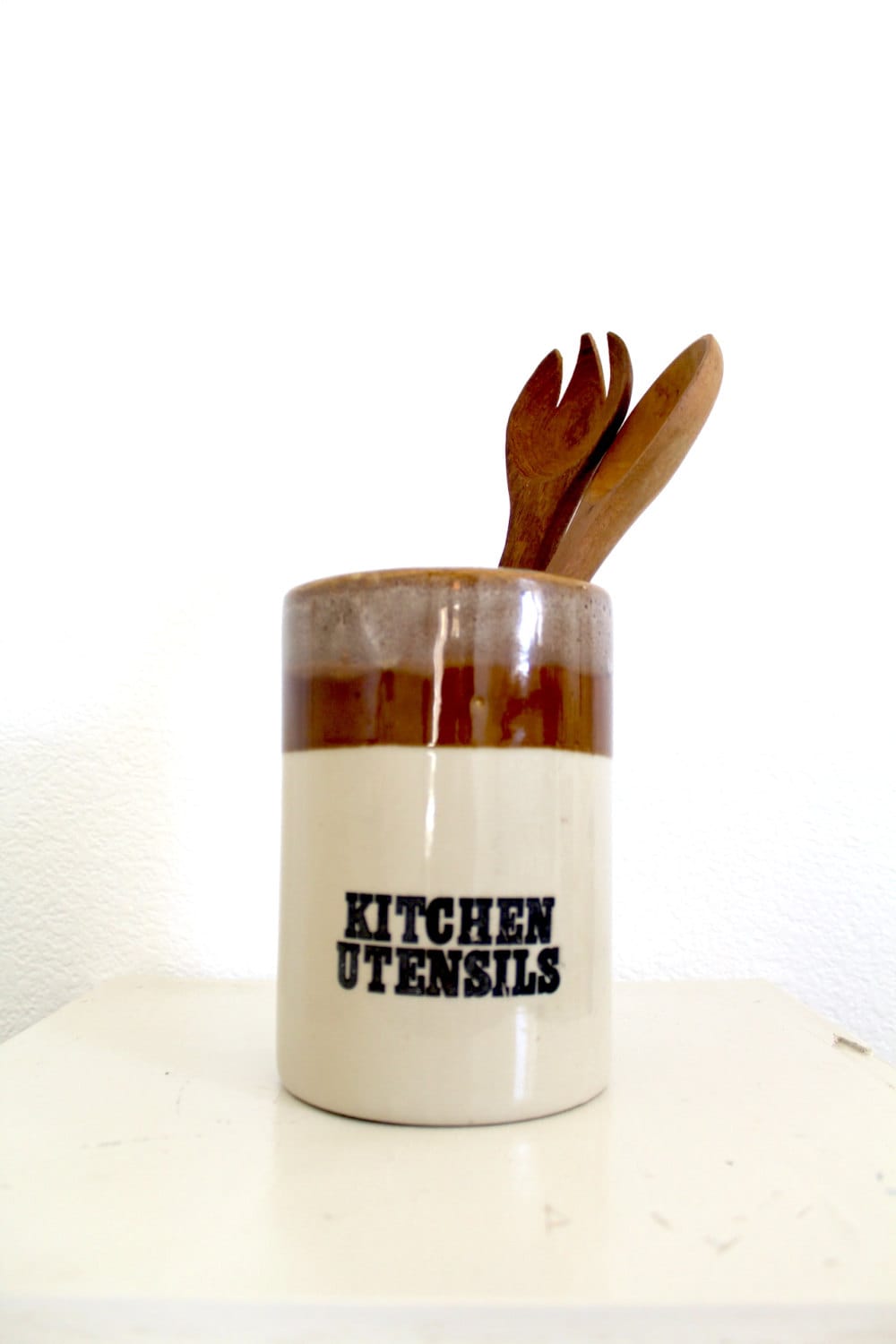 Vintage Kitchen Utensil Jar Crock
