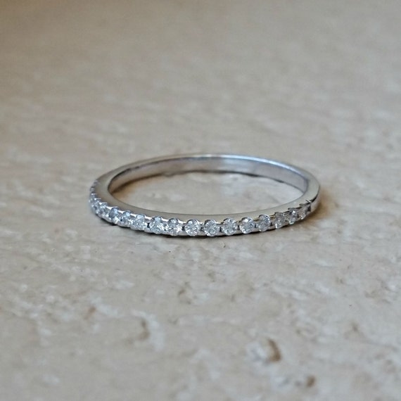 Vintage Ultra Thin Diamond Wedding Band Anniversary Stackable