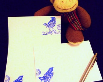 Birds Stationery Set - Italianate Bluebirds Writing Paper with matching premium envelopes - Bird Letter Writing Set - Quirky present