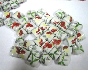 Hand Painted Ceramic Beads (9pc)
