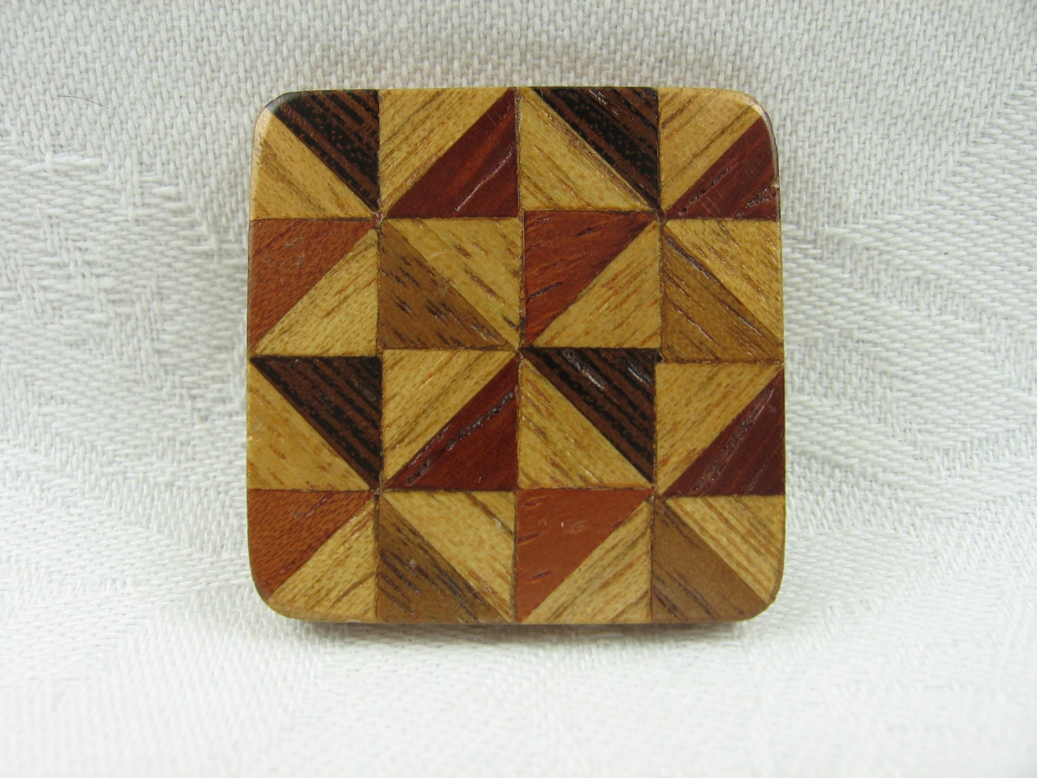 Wood Brooch Wood Parquet Brooch Boho by VintageSparkleyBits