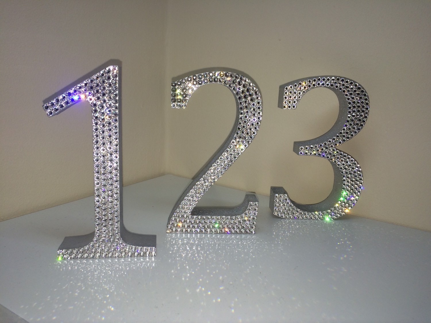 Swarovski crystal table numbers to hire only