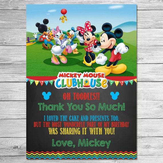 Mickey Mouse Clubhouse Thank You Card Chalkboard // Mickey