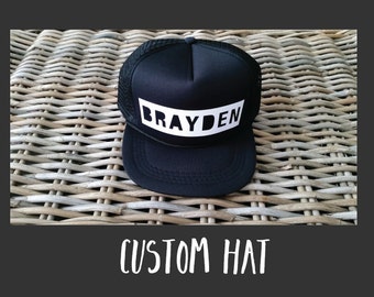 CUSTOM BLOCK LETTER Kids Snapback Hat | Toddler Trucker Hat | Baby Trucker Hat | Baby Snapback | Kids Trucker Hat