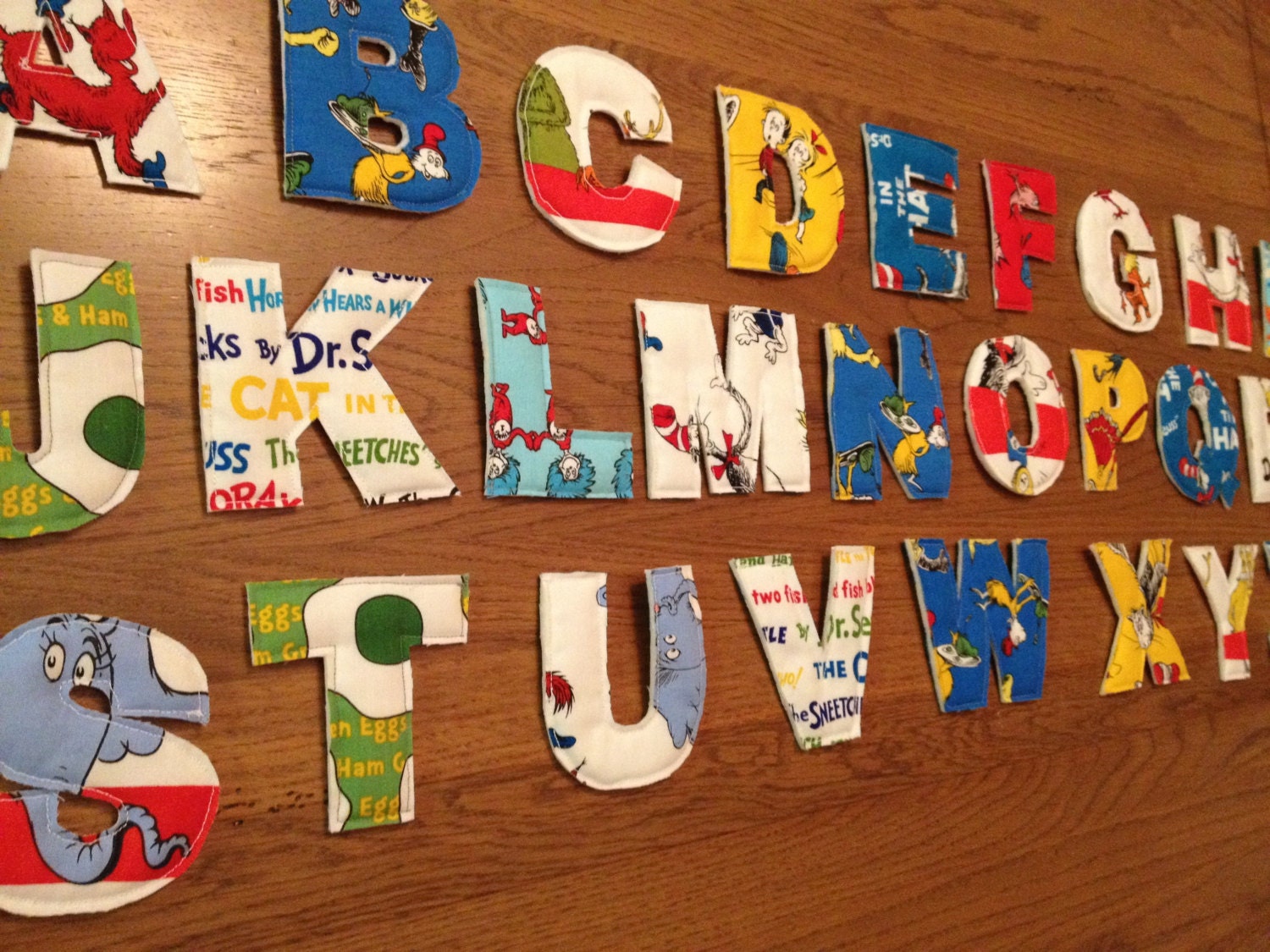 Dr Seuss Fabric Alphabet Letters Quilted by TheEverydayJayne