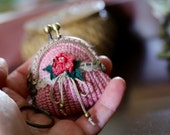 Pink Crochet Coin Purse with Keychain