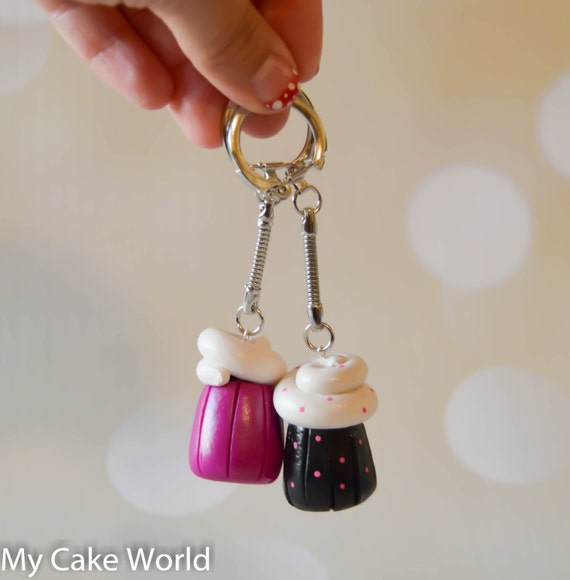 Small Cupcake Keychain polymer clay charms by MercysCakeWorld