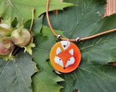 Red fox pendant, cute little fox necklace, orange jewellery, wearable art, gift for her Red fox pendant, cute little fox necklace, orange jewellery, wearable art, gift for her