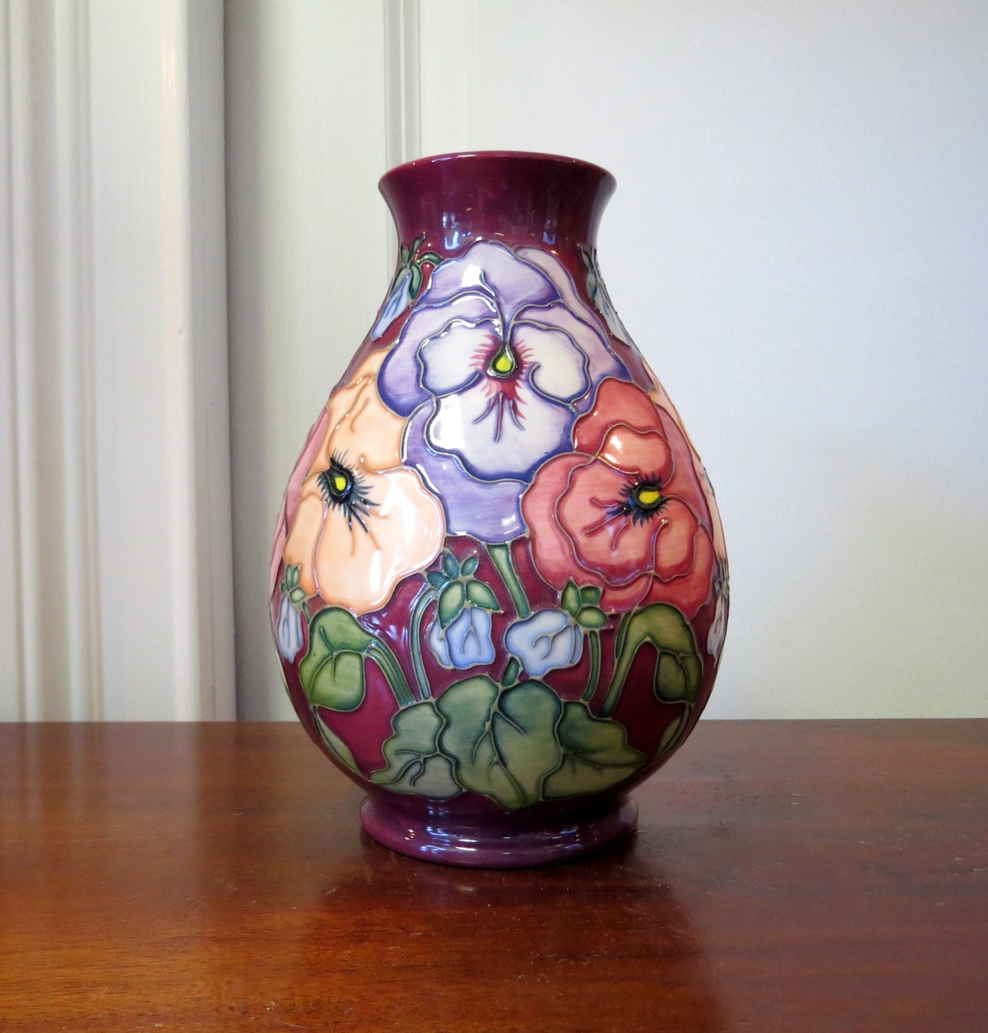 Vintage Moorcroft Ceramic Pottery Vase Flowers