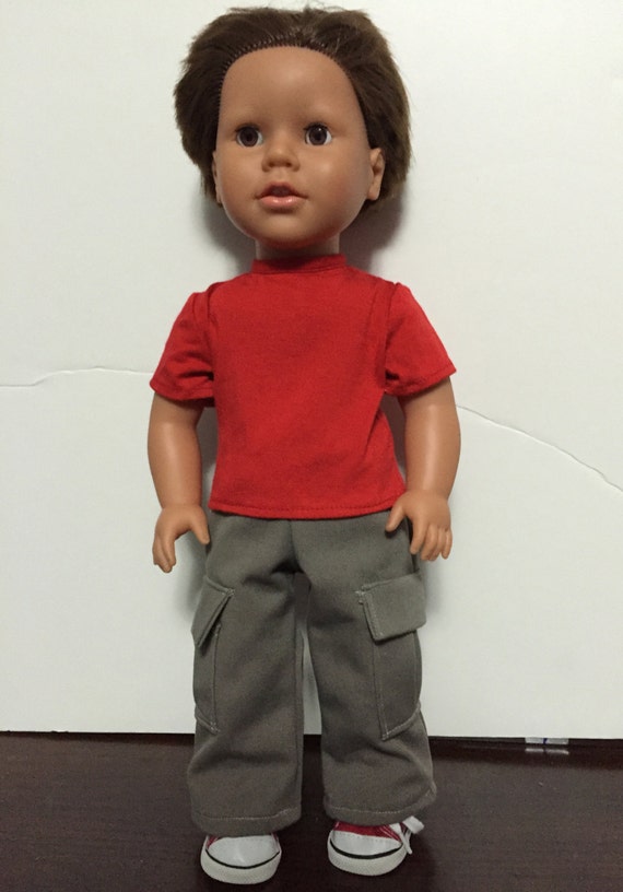 18 inch boy doll clothes boy doll khaki cargo pants red