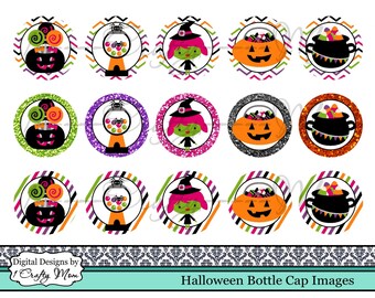 Halloween Bottle Cap Images: Instant Digital Download Printable
