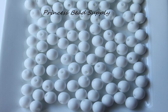 9mm White Silicone Beads Set of 10 Silicone 100% Food Grade
