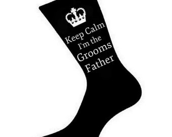 Mens Keep Calm I'm the Grooms Father Socks. A fun & Unique thoughtful Gift Idea for the Father of the Groom Wedding Day Favour