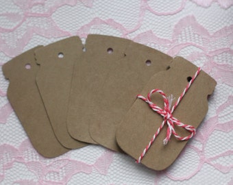 Kraft cardstock Mason Jar gift Tags, Jar Labels, Favor tags