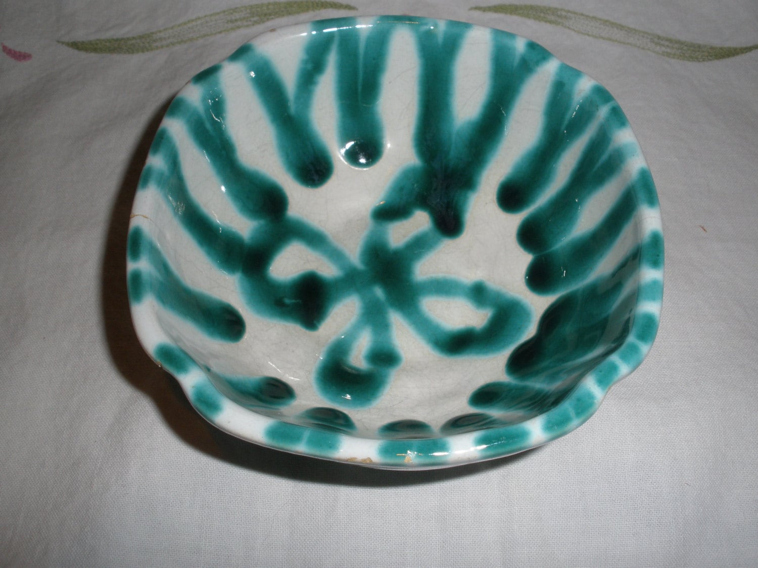 GK Keramik Bowl Gmundner  Keramik Dizzy Green Austrian Pottery