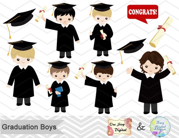 Graduation Boys Clipart Boys Graduate DIgital Clip Art