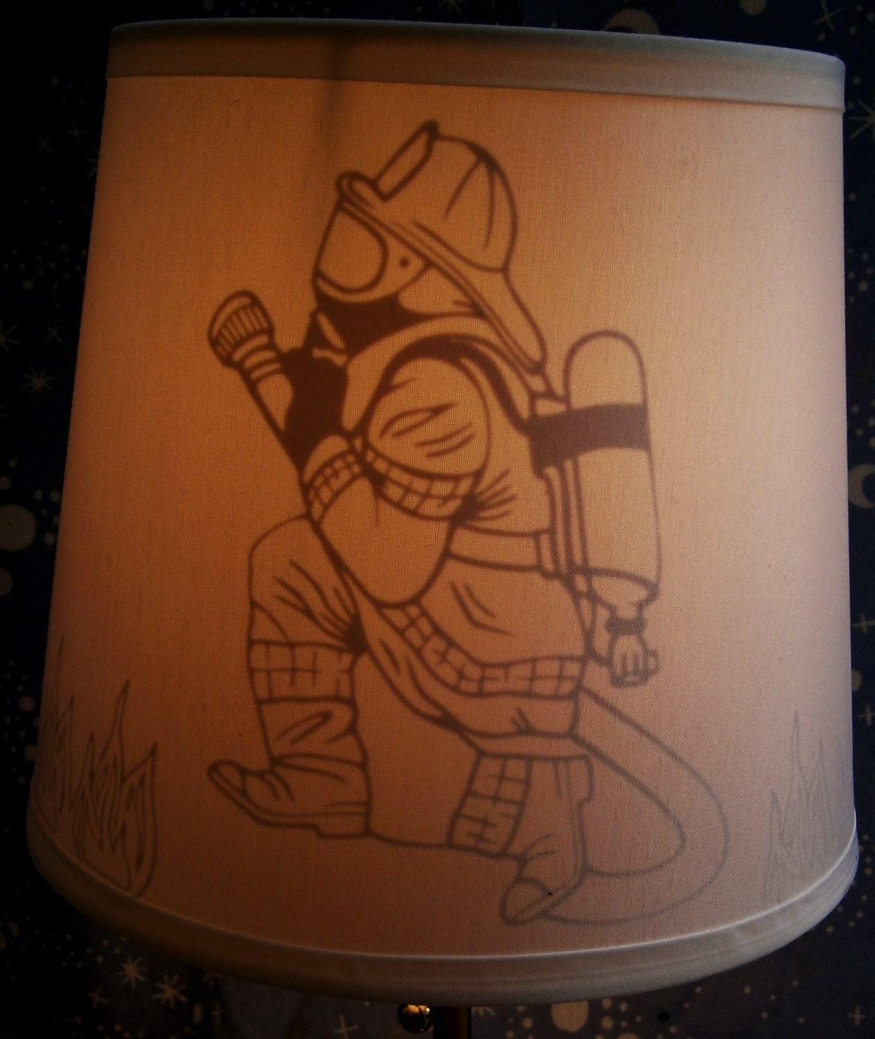 Firefighter lampshade by devinFUNKdesigns on Etsy