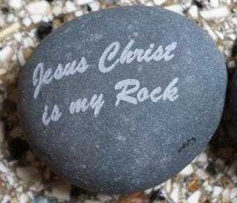 Laser etched Jesus Christ is my Rock rock