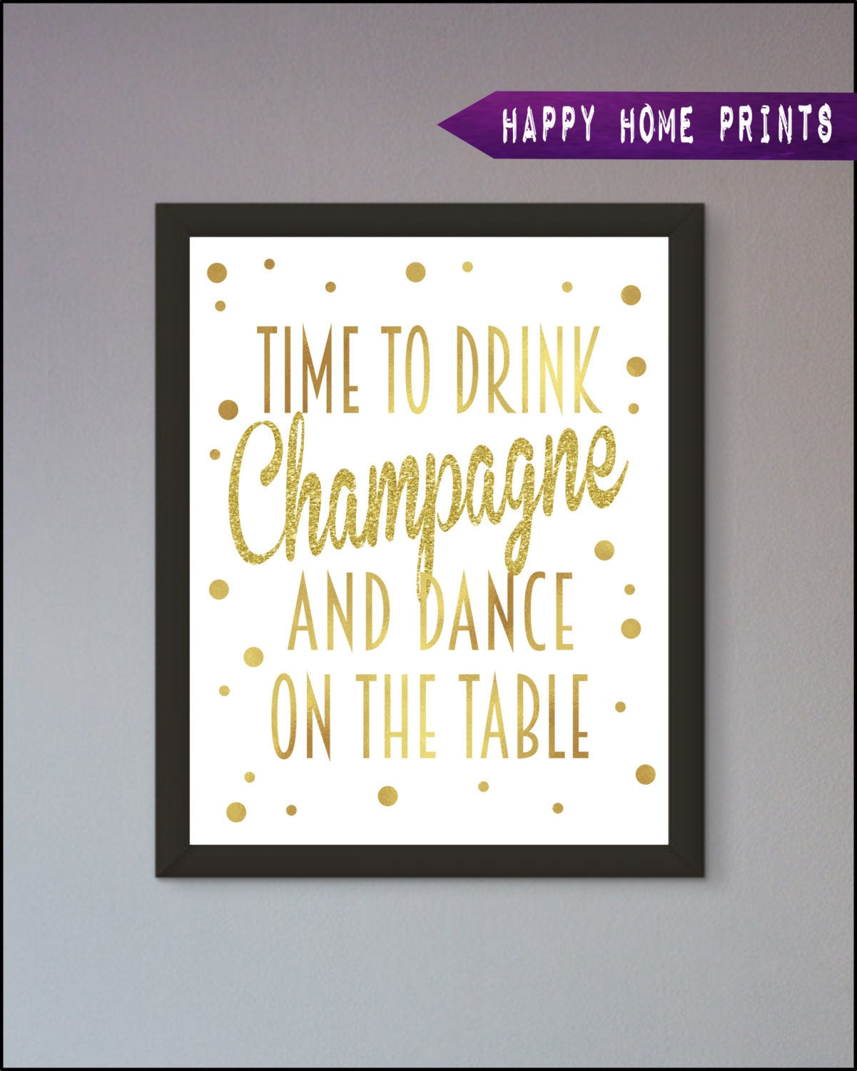 Gold Glitter Quote Print Printable art wall by JessicaPatelDesign