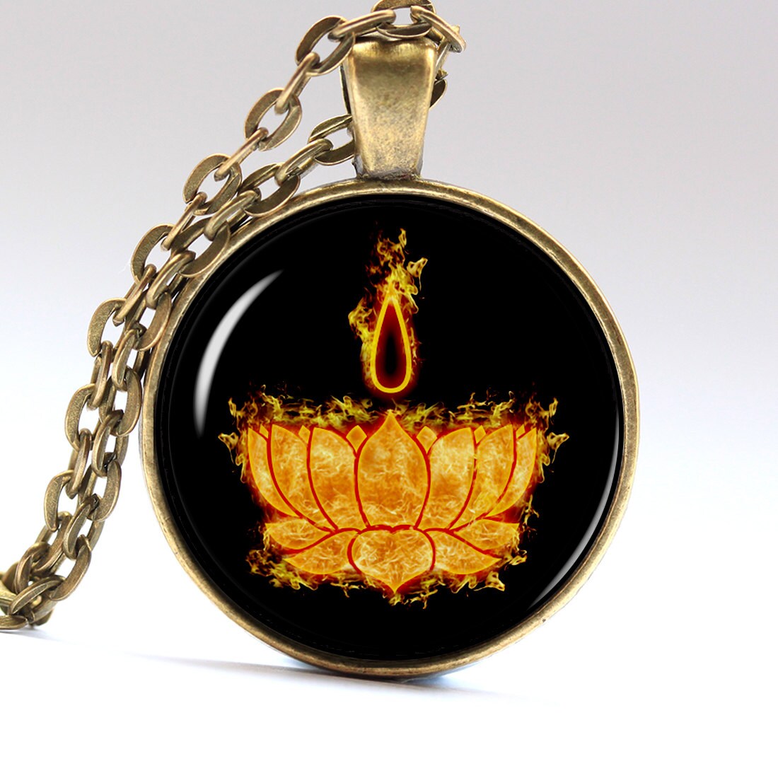 Lotus Pendant Hinduism Jewelry Buddhism Necklace by AimPendants