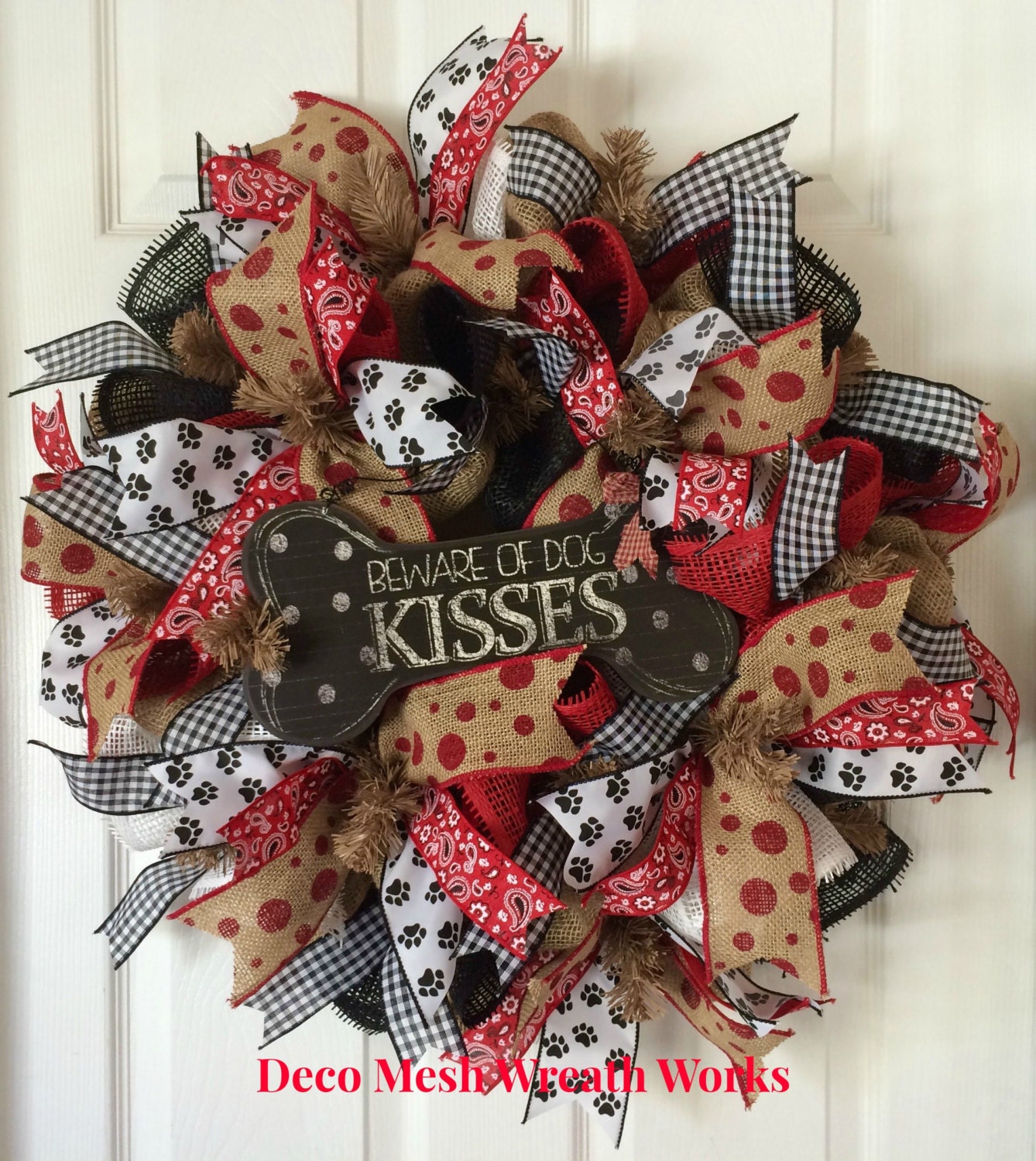 Burlap Dog Wreath Puppy Wreath Pet Wreath Animal Wreath